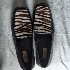 Talbots Black and Brown Zebra Print Loafers